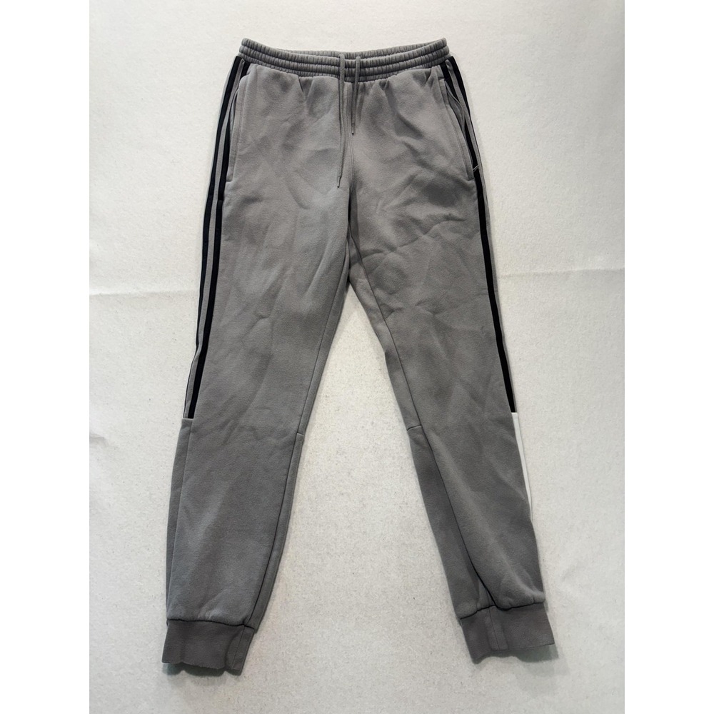 Adidas ZX Sweatpants Mens Medium Gray Fleece Elastic Waist Side Stripe Cuffed